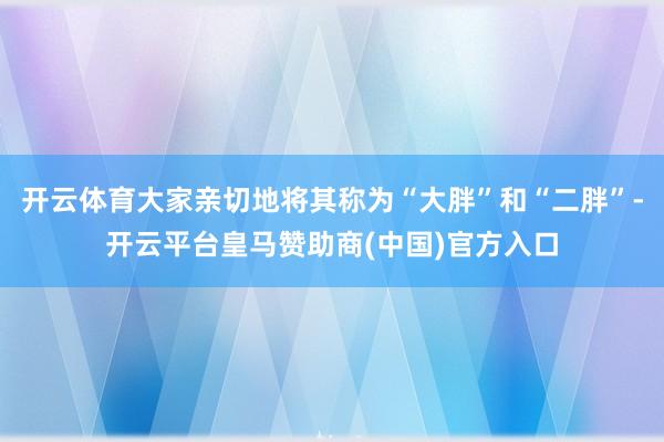 开云体育大家亲切地将其称为“大胖”和“二胖”-开云平台皇马赞助商(中国)官方入口